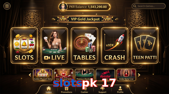Main screen of Slotspk 17 casino page for PK players